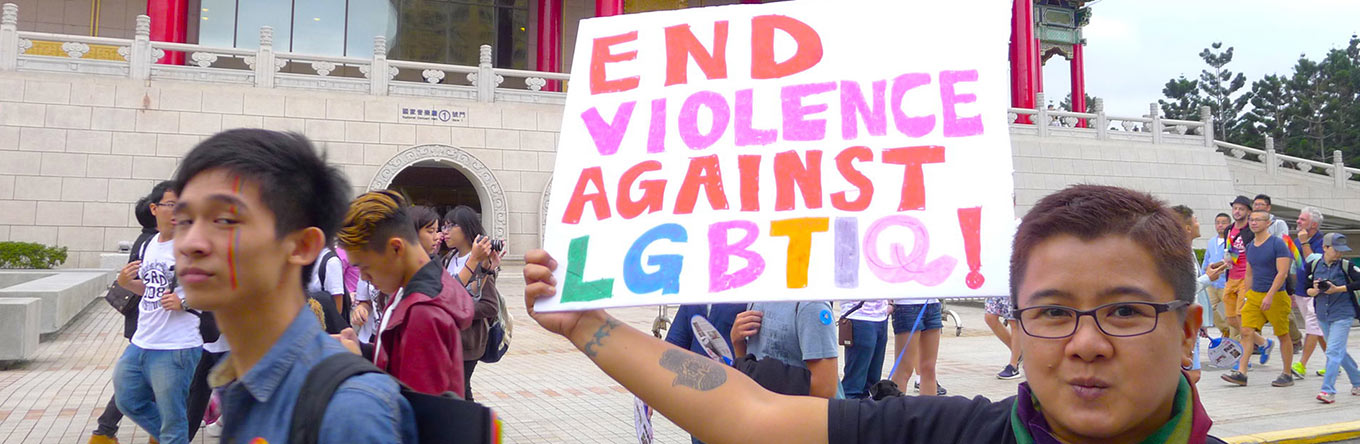 Marchers with sign